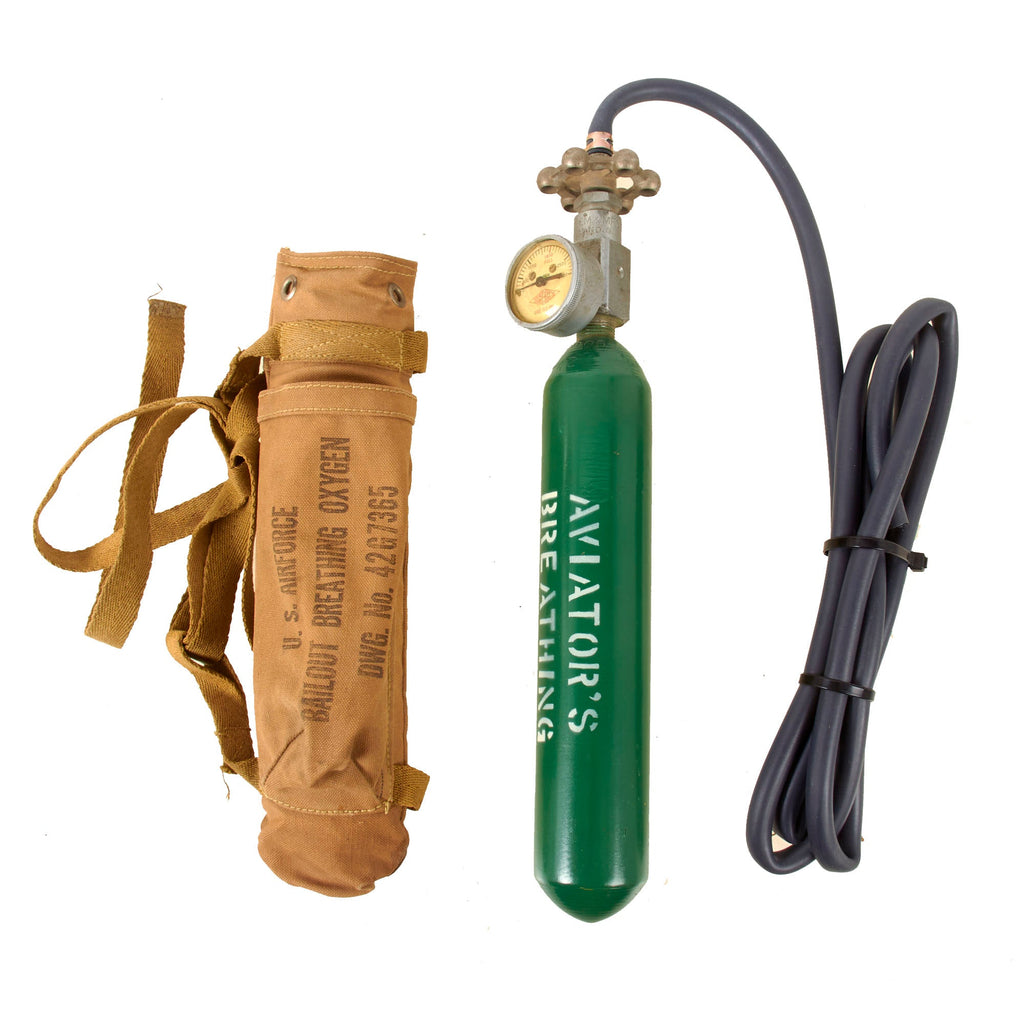 Original U.S. WWII Army Air Forces Bailout Breathing Oxygen Bottle with Carrier Original Items
