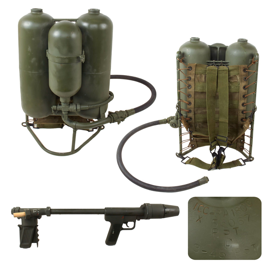 Original U.S WWII Inert M2 Flamethrower with Reproduction Wand - Dated March 1945 - Deactivated Original Items