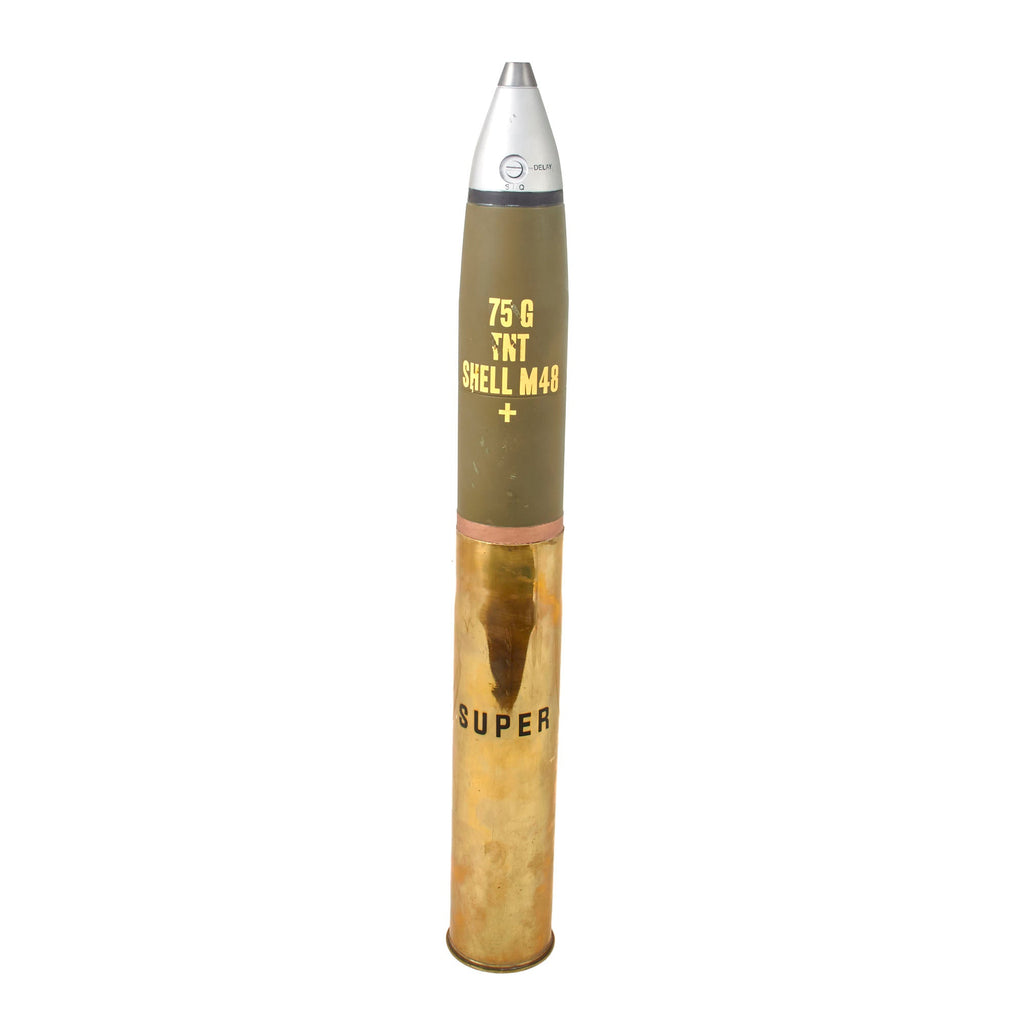 Original U.S. WWII Inert Restored & Reworked 75mm Shell M48 with Reproduction Projectile & Fuze - Original Casing Original Items