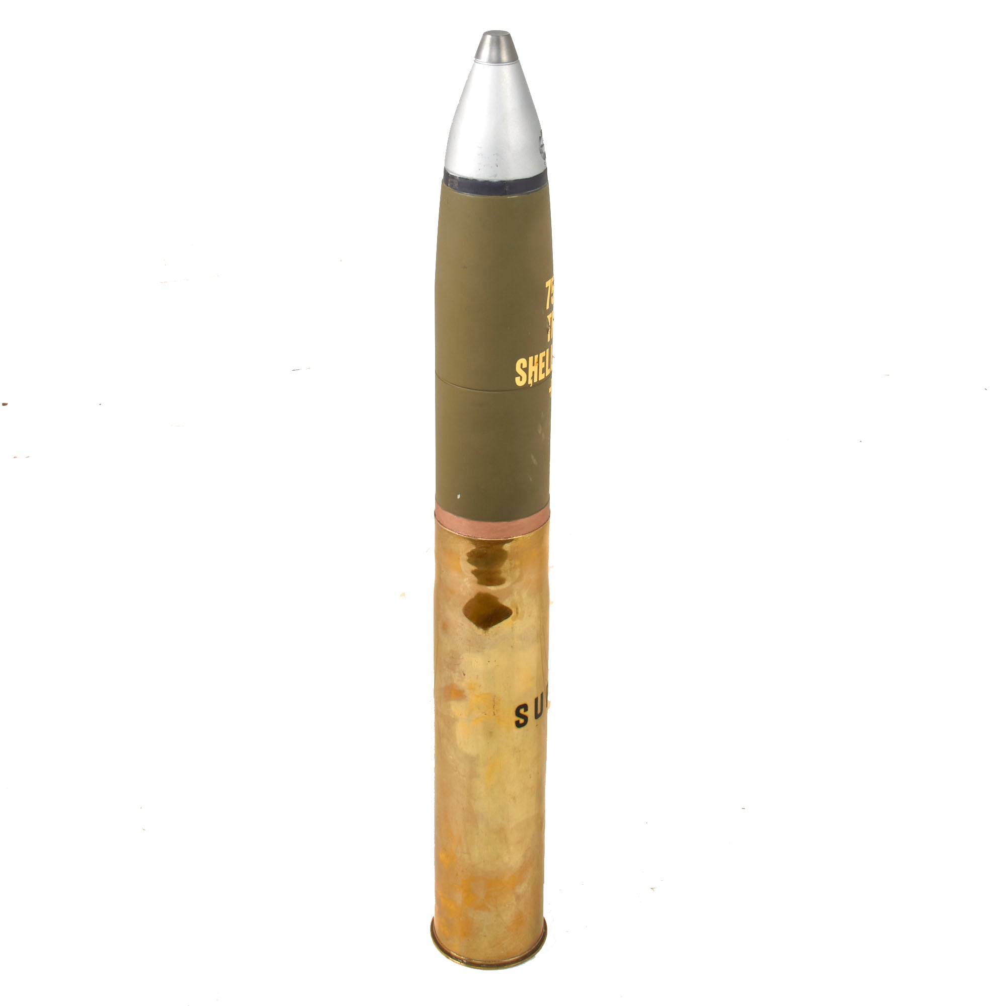 M48 Sherman Shell Original U.S. WWII Inert Restored & Reworked 75mm Shell M48 with Repro ...