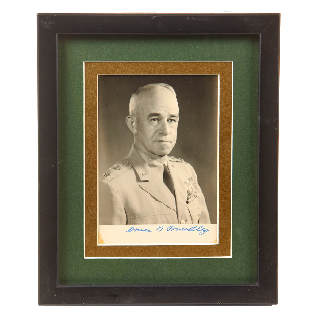 Original U.S. WWII Framed Signed Photograph of General Omar Bradley, - 9 ⅛ x 11 ⅛” Original Items