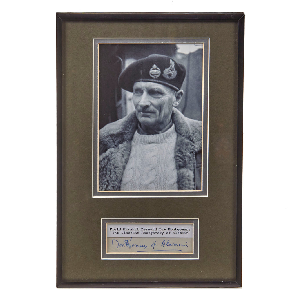 Original British WWII Framed Signature of Field Marshal Bernard Law Montgomery, 1st Viscount Montgomery of Alamein - 8 ¼ x 12 ¼” Original Items