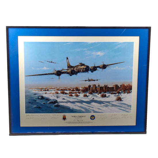 Original Signed Limited Edition Print: Framed “Wild Children” by Heinz Krebs Signed by Crew of B-17F “Wild Children” - 93/1250 - 25 ¼ x 32 ¼” Original Items