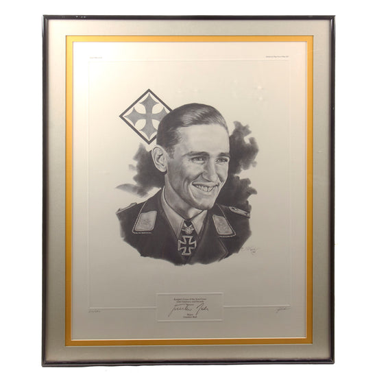 Original U.S. WWII Framed Günther Rall Print Signed by Author & Pilot - 310/500 22 ¼ x 28 ¼” Original Items