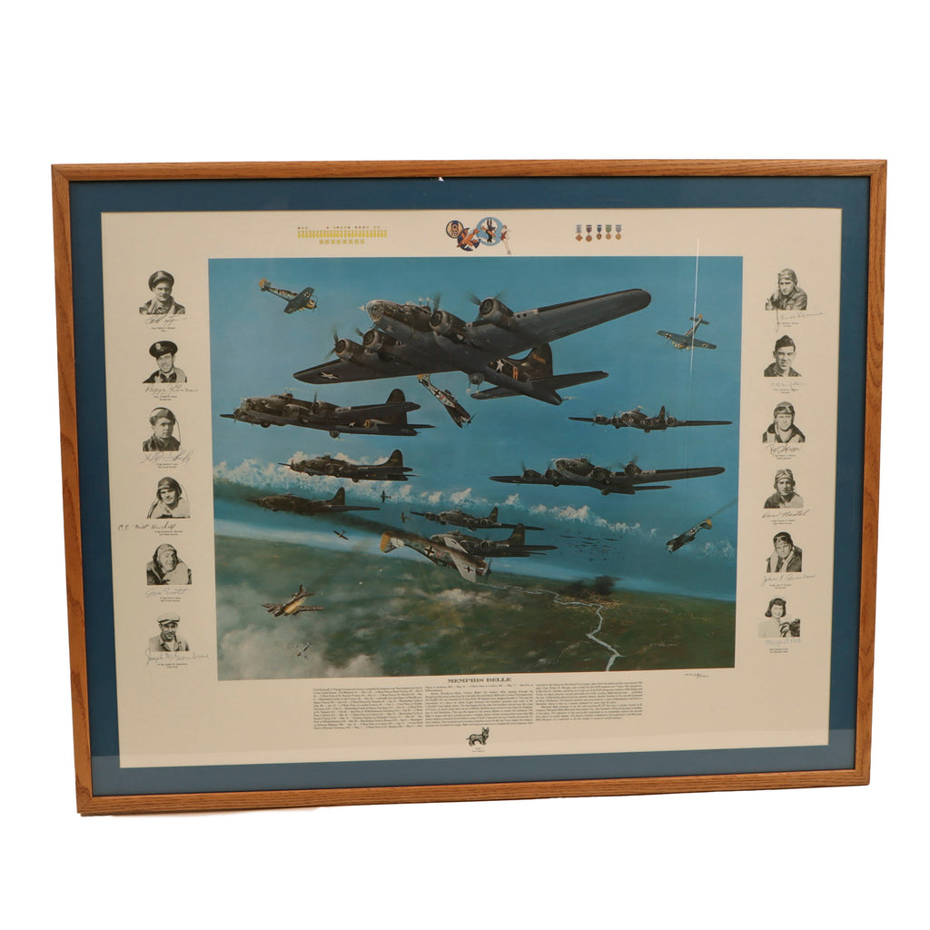 Original Signed Limited Edition Print: Framed “Memphis Belle” Signed by 11 Members of Crew or Their Family Members & Memphis Belle’s Namesake - 375/1000 - 29 ⅛ x 37 ⅛” Original Items