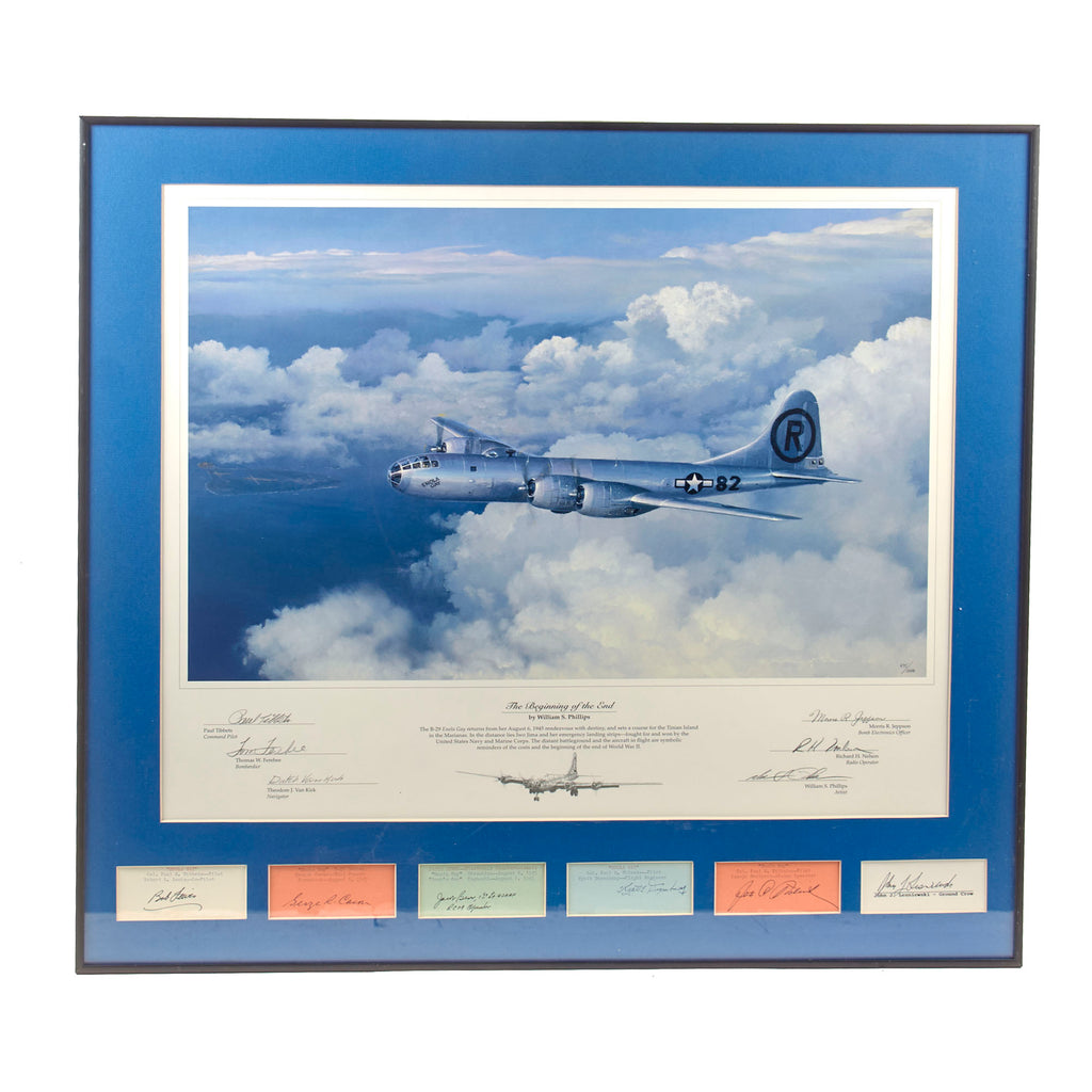 Original Signed Limited Edition Print: Framed “The Beginning of the End” by William S. Phillips Signed by Enola Gay Crew Including Tibbets, Ferebee & Van Kirk with 6 Additional Signatures - 975/1000 - 28 ¼ x 30 ¼” Original Items