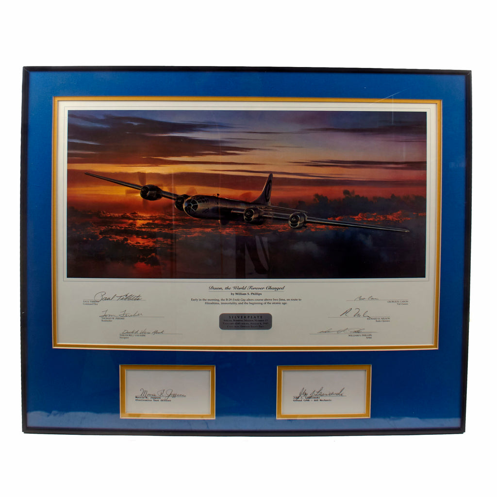 Original Signed Limited Edition Print: Framed “Dawn, The World Forever Changed” by William S. Phillips Signed by Enola Gay Crew Including Paul W. Tibbets and Theodore J. Van Kirk with Additional Signatures - 442/1000 - 22 ¼ x 25 ¼” Original Items