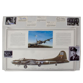 Original Signed Limited Edition Print: “B-17F Just-a-Snappin’” by C.S. Bailey Signed by Crew Members Harry Crosby, Wiliam "Bill" McClelland, and Edward Yevich with 11 Additional Signatures - 60/1000 - 29 ½ x 40”
