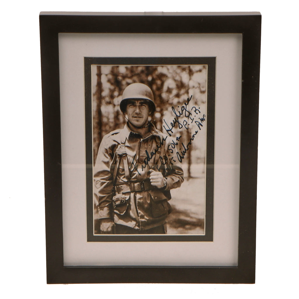 Original U.S. WWII Framed Signature of Frederick Heyliger of Easy Company, 506th PIR, 101st Airborne Division - 6 ⅝ x 8 ⅝” Original Items