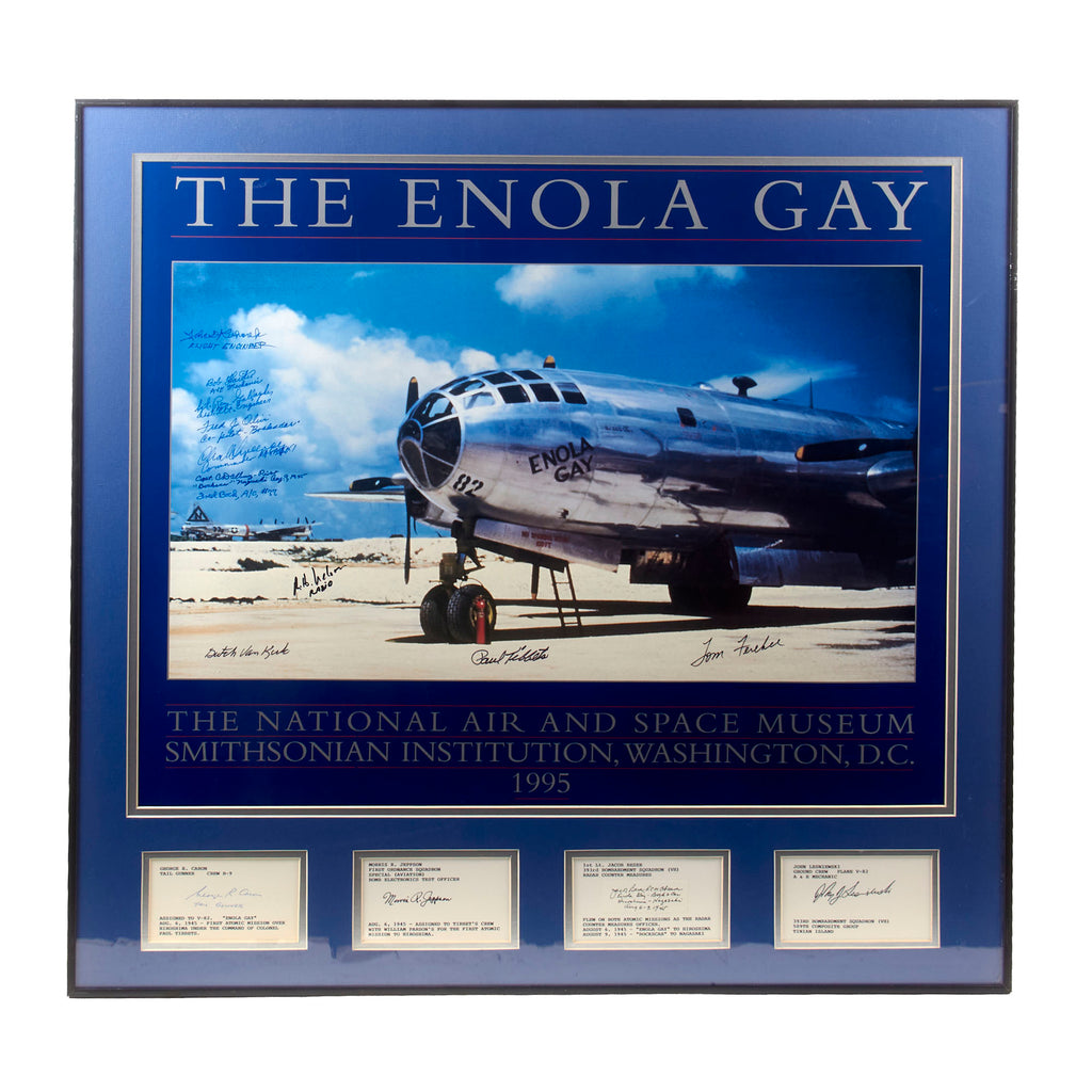 Original U.S. WWII Framed Enola Gay Poster Signed by 11 Crew Members Including Tibbets, Ferebee & Van Kirk with Four Additional Signatures - 30 ¼ x 30 ¼” Original Items