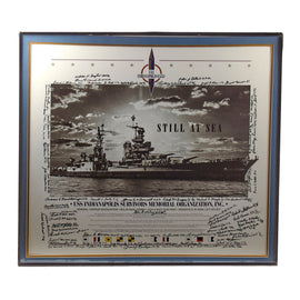 Original U.S. WWII Framed USS Indianapolis Survivors Memorial Organization Poster Signed by Roughly 63 Survivors - 28 1/2 x 30 1/4”