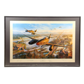 Original Signed Limited Edition Print: Framed “Return of the Hunters” by Nicolas Trudgin Signed by Luftwaffe Pilots Adolf Galland, Erich Rudorffer, and Fritz Tegtmeier - 968/1000 - 24¼ x 34¼”