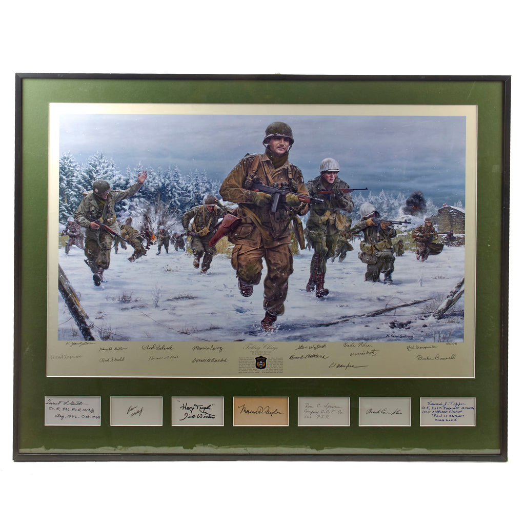 Original Signed Limited Edition Print: Framed “Taking Charge: The Tide Has Turned” by K. Sean Sullivan Signed by 14 WWII Heroes with 7 Additional Signatures in Frame - AP 25/190 - 28 ¼ x 34 ¼”