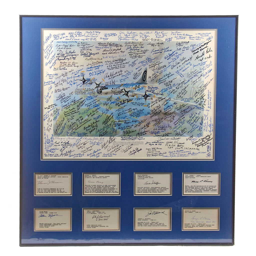 Original Signed Limited Edition Print: Framed “Atomic Warfare is Born” by Harley Copic Signed by ~200 Members of 509th Composite Group Including Enola Gay Pilot Paul Tibbets with 8 Additional Signatures in Frame - 30 ¼ x 32 ¼” Original Items