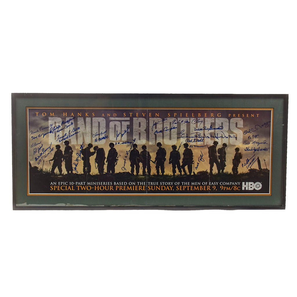 Original U.S. WWII Framed “Band of Brothers” Poster with 29 Total Signatures of Veterans - 14¼ x 33¼” Original Items