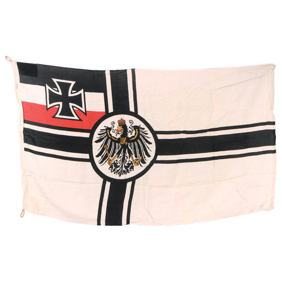 Original German WWII Kriegsmarine 100cm x 170cm Old Imperial War Flag Navy Ensign with Maker Tag - Kaiserliche Reichsflagge Original Items