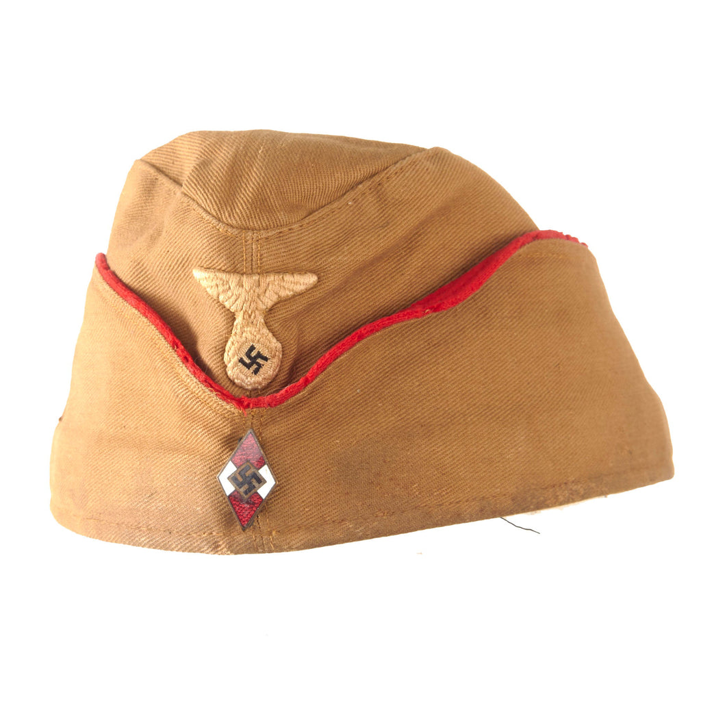 Original German WWII HJ Summer Overseas Cap with Red "General-HJ" Piping and RZM Tag - HJ Sommer Mütze Original Items