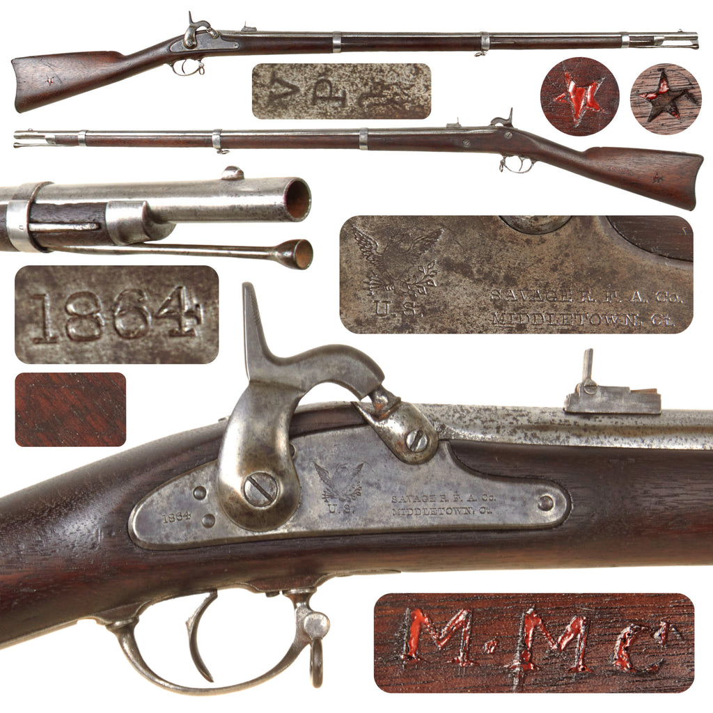 Original U.S. Civil War Springfield Model 1861 Contract Rifle Musket by Savage Revolving Fire Arms Co., 1864 Dated Original Items