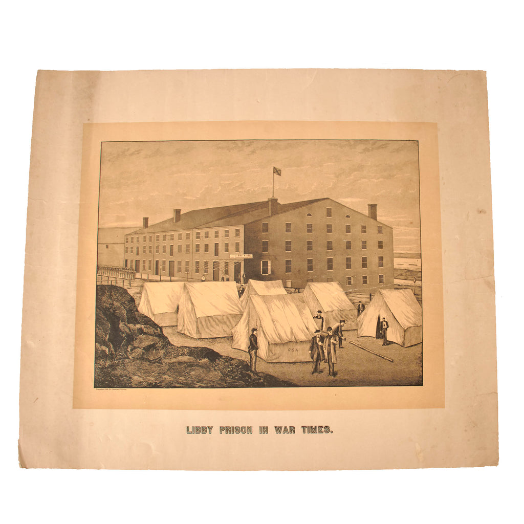 Original U.S. Civil War Libby Prison in War Time Print by Charles Pollack - Dated 1889 - 22⅝ x 26¼”