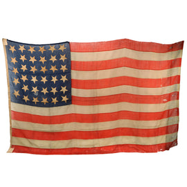 Original U.S. Civil War Incredibly Rare 35-Star (1863-1865) Casket Flag with Widow’s Mourning Armband & Name Tag - 63 x 102”