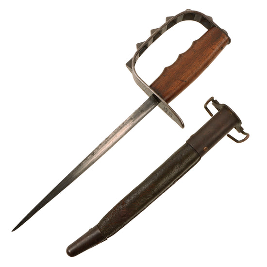 Original U.S. WWI M1917 Knuckle Duster Trench Knife with Original Scabbard Original Items
