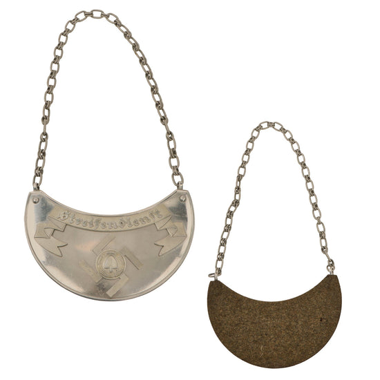 Original German WWII Excellent RAD National Labor Service Patrol Duty Gorget with Chain - Streifendienst Original Items