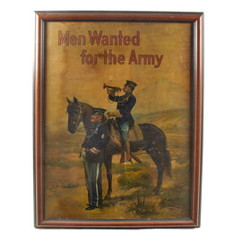 Original U.S. Pre-WWI Framed “Men Wanted for the Army” Cavalry Recruiting Poster by Michael P. Whalen - 28 ⅝ x 39”