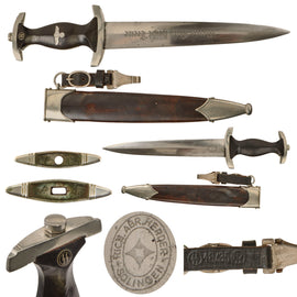 Original German WWII Early M33 SS Dagger by Richard Abr. Herder with Scabbard and SS-Marked Hanger