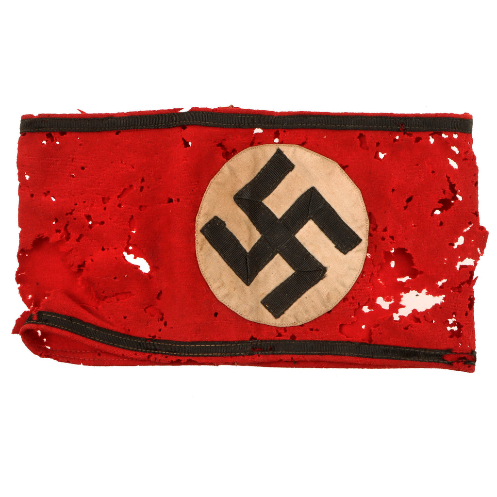 Original German WWII SS Member's Wool Multi-Piece Armband - Moth Damaged Original Items