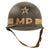 Original U.S. WWII 2nd Infantry Division Painted Military Police 1942 M1 McCord Front Seam Fixed Bale Helmet with MSA Liner Original Items