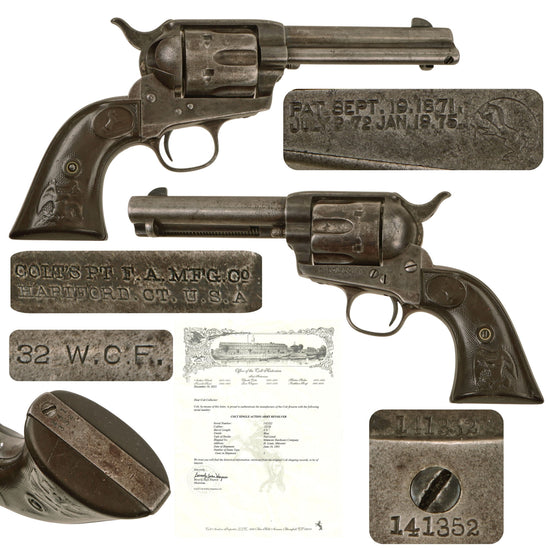 Original U.S. Colt .32-20 W.CF. Single Action Army Revolver Made in 1891 with 4 3/4" Barrel and Factory Letter - Serial 141352 Original Items