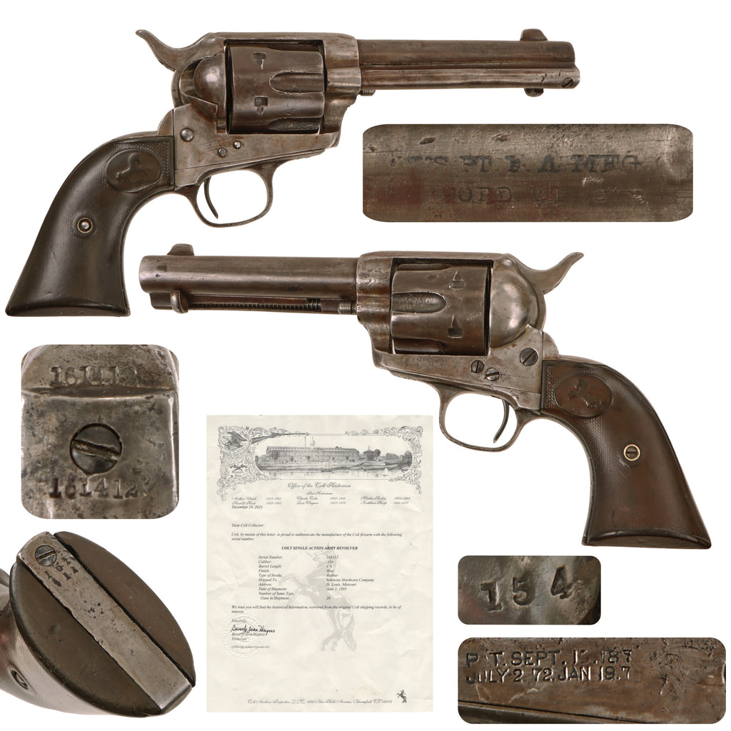 Original U.S. Colt .45cal Single Action Army Revolver Made in 1895 with 4 3/4" Barrel and Factory Letter - Serial 161412 Original Items