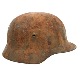 Original German WWII Heer Army No Decal M40 Sawdust Textured Camouflage Helmet with 1943 Dated 57cm Liner - Stamped Q64
