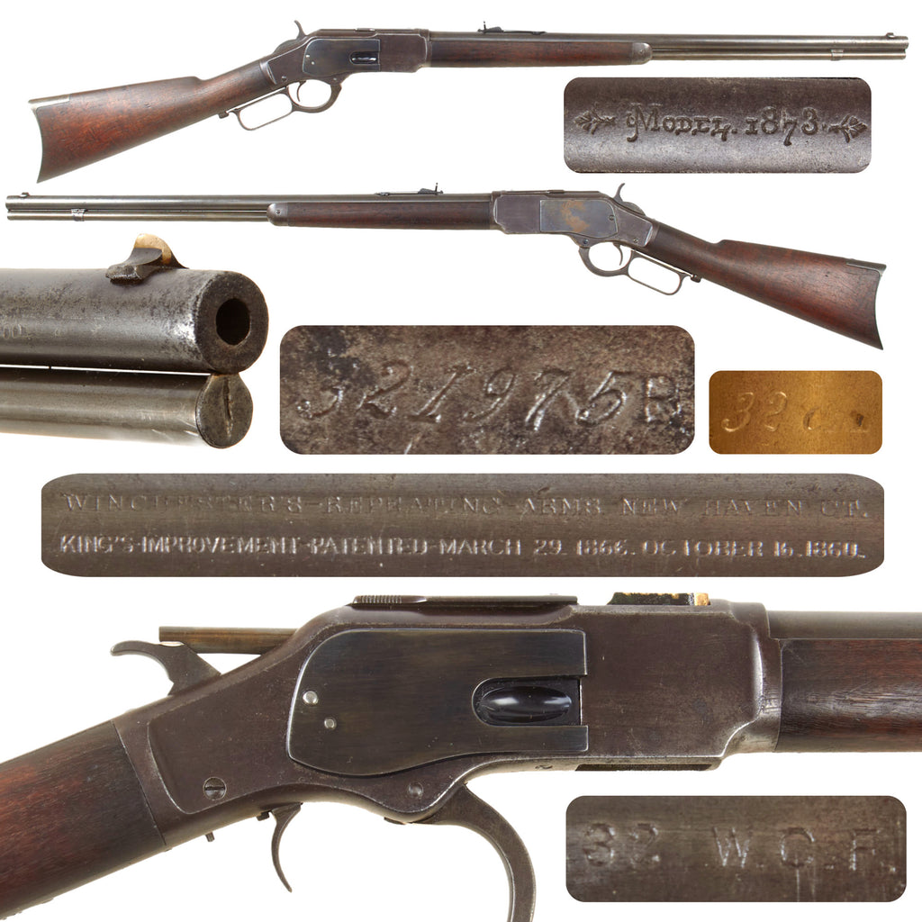 Original U.S. Winchester Model 1873 .32-20 Repeating Rifle Made in 1889 with 24" Round Barrel and Figured Butt Stock - Serial 321975B Original Items