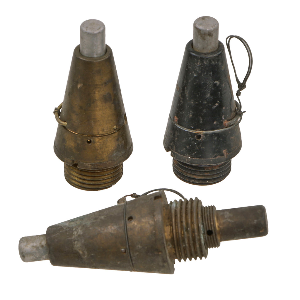 Original Imperial Japanese WWII Lot of Inert Mortar Fuze Heads - Three Total