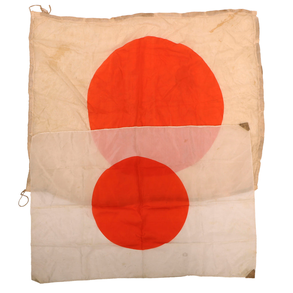 Original Japanese WWII Pilot Bail Out Float Flag & Meatball Flag - 31 x 39” & 24½ x 35¼” Original Items