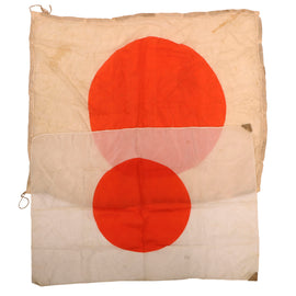 Original Japanese WWII Pilot Bail Out Float Flag & Meatball Flag - 31 x 39” & 24½ x 35¼”