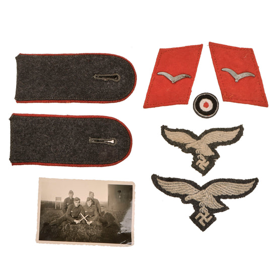 Original German WWII Luftwaffe Air Force Flak Artillery Kanonier Enlisted Insignia and Photo Set - 7 Items Original Items