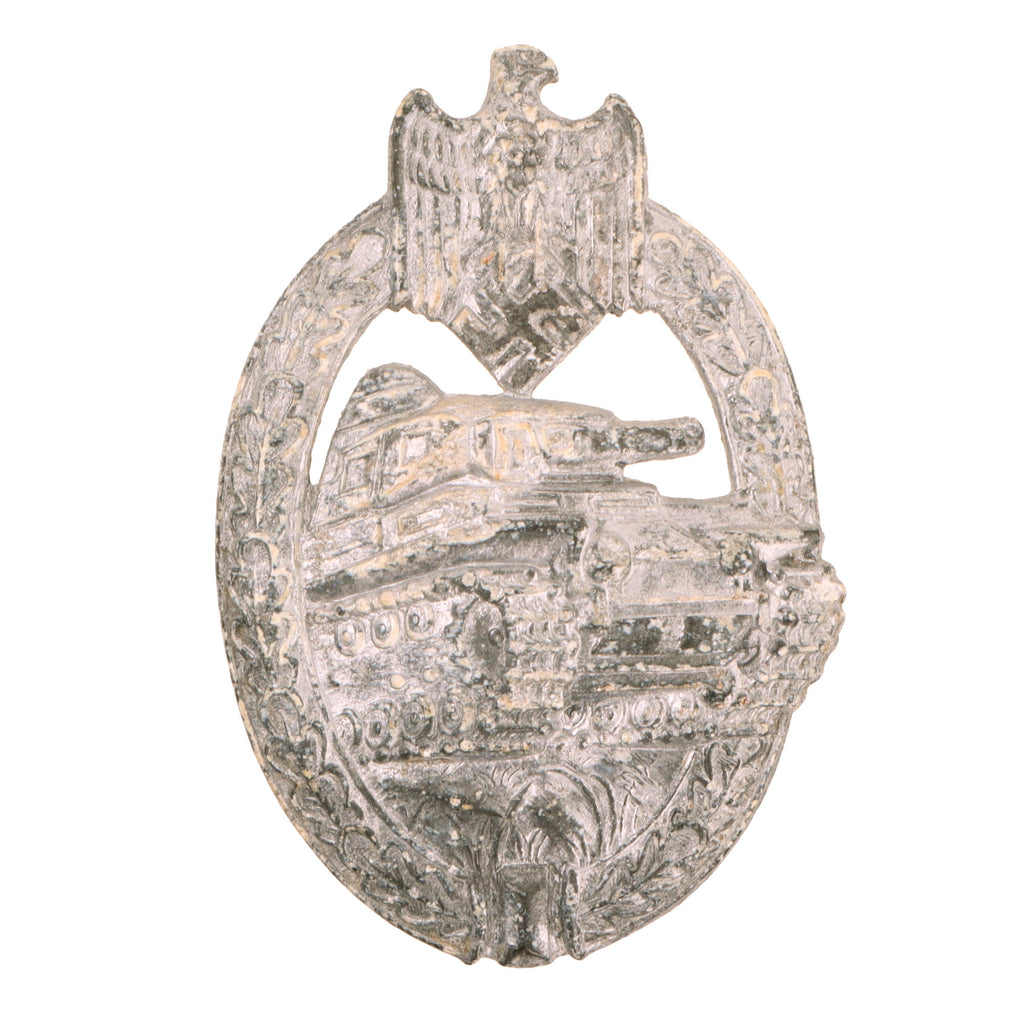 Original German WWII Silver Grade Panzer Assault Tank Badge by Adolf Scholtze of Grünwald - Scoop Back Style Original Items