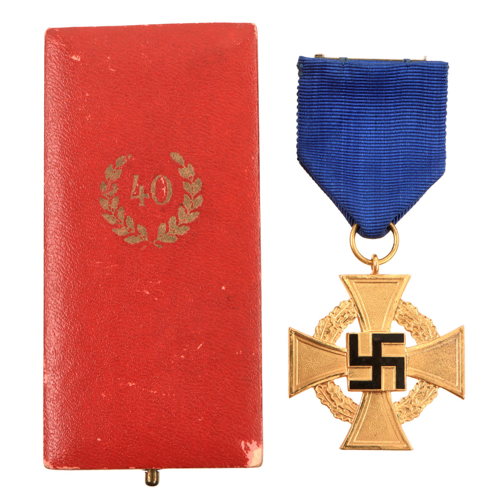 Original German WWII 1st Class 40 Year Civil Service Faithful Service Medal by Deschler & Sohn of Munich
