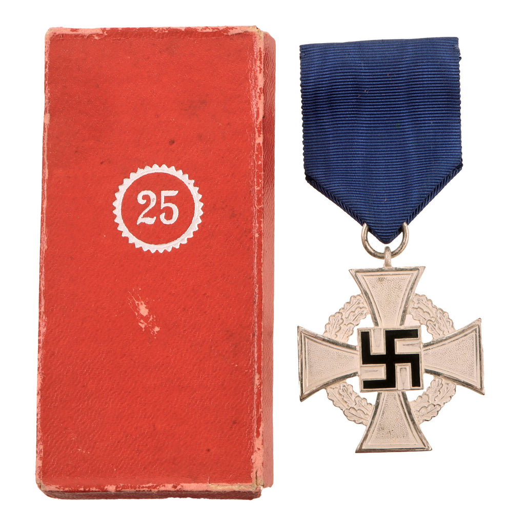 Original German WWII 2nd Class 25 Year Civil Service Faithful Service Medal in Case Original Items