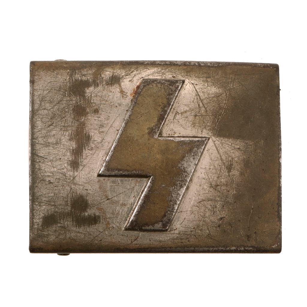 Original German WWII Early HJ Deutsches Jungvolk DJ Single Rune Plated Brass Buckle by Steinhauer & Lück of Lüdenscheid - M4/49 Original Items