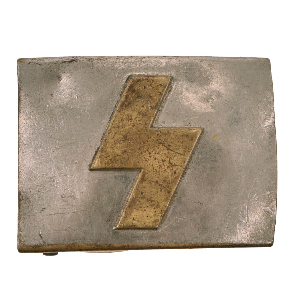 Original German WWII Early HJ Deutsches Jungvolk DJ Single Rune Plated Brass Buckle Original Items