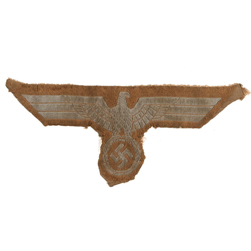 Original German WWII Heer Army DAK Afrika Korps BeVo Embroidered Breast Eagle - Uniform Cutoff Original Items