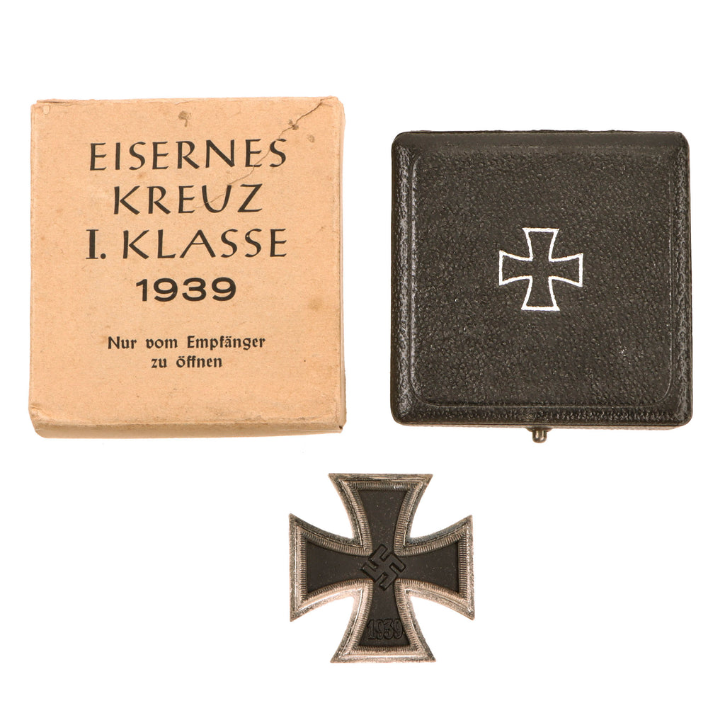 Original German WWII Cased Iron Cross First Class 1939 by Fritz Zimmermann of Stuttgart with Original Cardboard Box - EKI Original Items