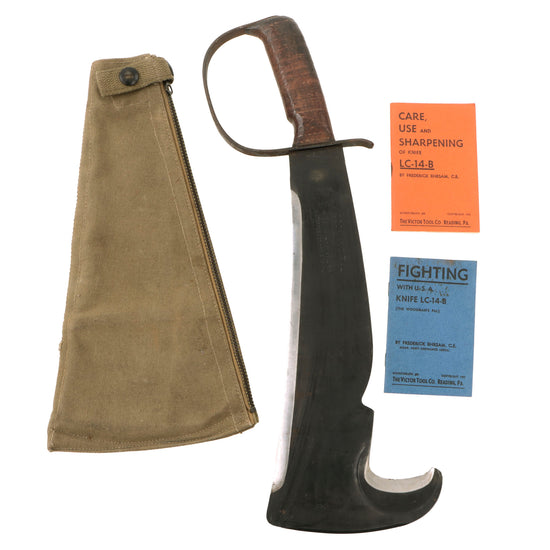 Original U.S. WWII LC-14-B Woodman Pal Survival Axe by Victor Tool Company with Belt Scabbard & Manuals Original Items