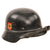 Original German WWII Beaded M35 NSDAP Double Decal Civic Police Steel Helmet with 54cm Liner and Chinstrap - marked NS62 Original Items