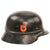 Original German WWII Beaded M35 NSDAP Double Decal Civic Police Steel Helmet with 54cm Liner and Chinstrap - marked NS62 Original Items