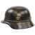 Original German WWII Beaded M35 NSDAP Double Decal Civic Police Steel Helmet with 54cm Liner and Chinstrap - marked NS62 Original Items