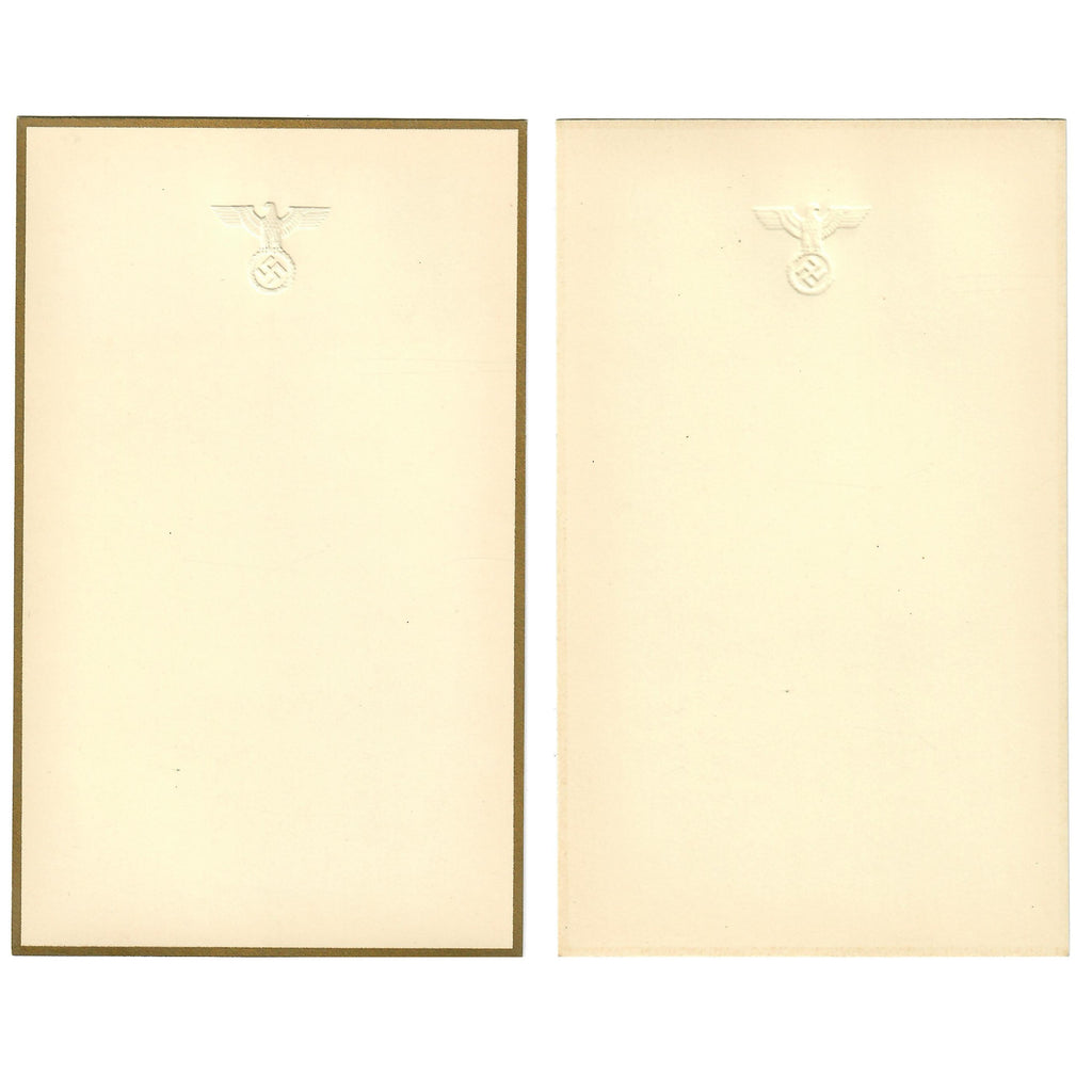 Original German WWII AH Berghof Large Menu Card with Embossed Eagle & Gold Border - 4 5/16" x 7 1/16"